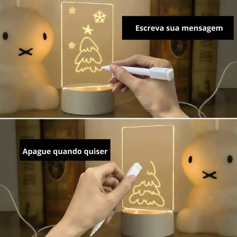 Luminária de Mesa Led 3D com Tela para Escrever