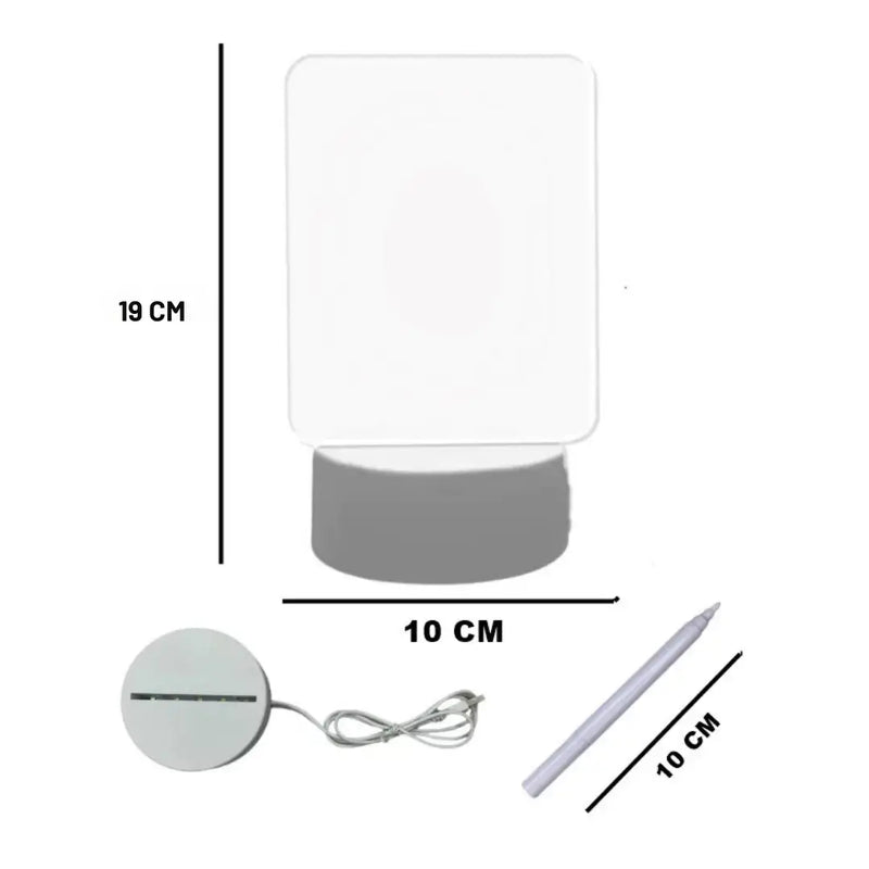 Luminária de Mesa Led 3D com Tela para Escrever
