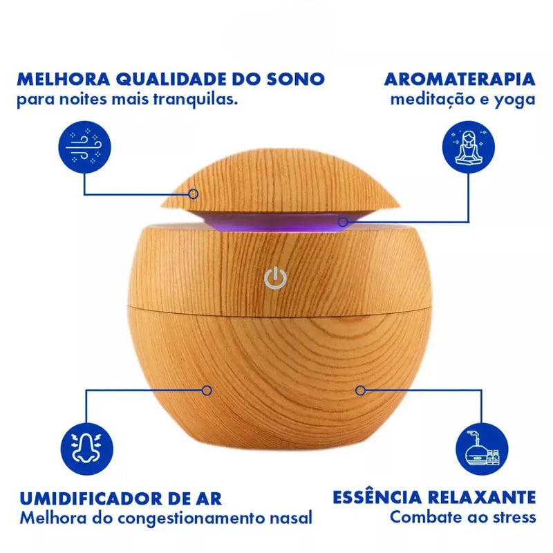 Umidificador Ultrassônico USB Madeira